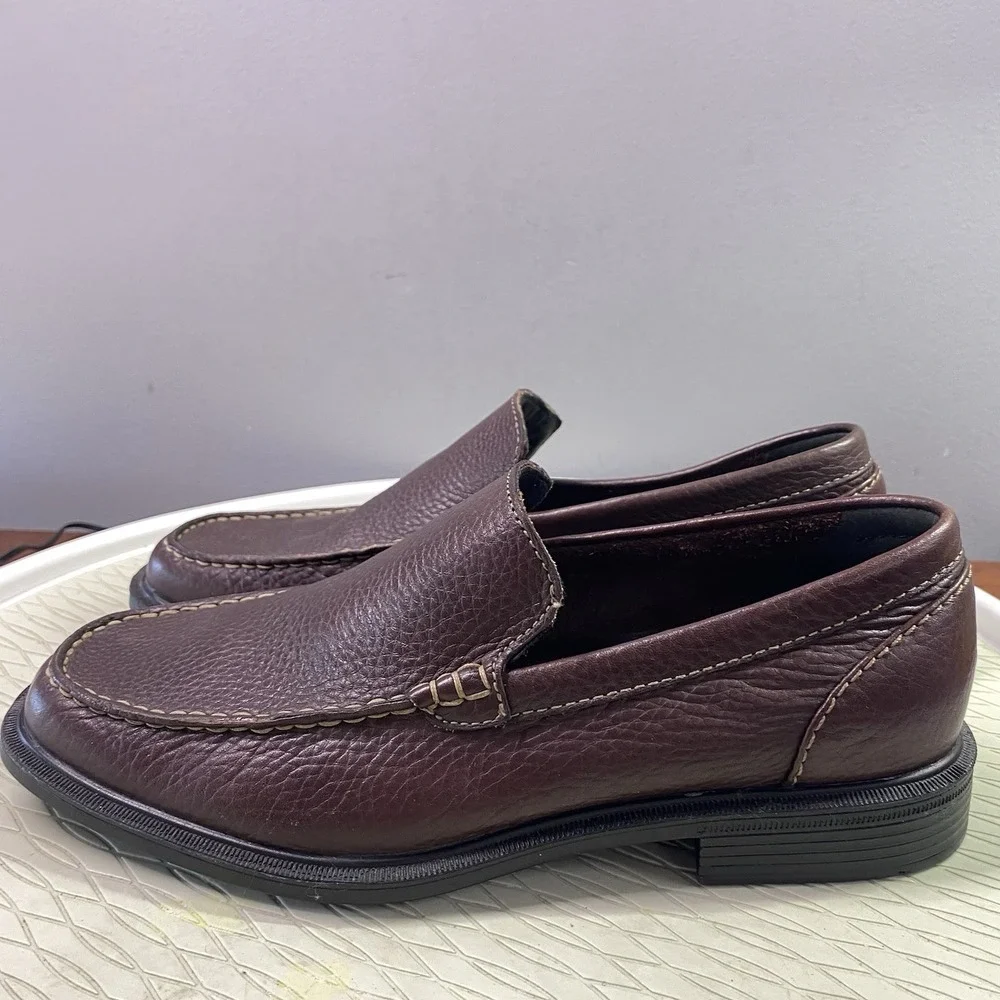 Rockport Men's Dark brown Leather Loafers Slip-On Dress Shoes Sz. 8M‎ EUC